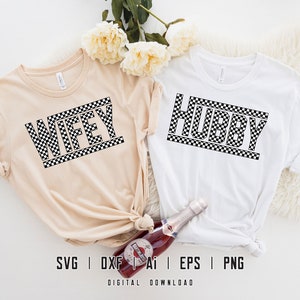 Esposa svg, Hubby svg, Boda Svg, Aniversario Svg, A cuadros Svg, Recién casados SVG, Matrimonio Svg, Svg Dxf Eps Ai Png Silueta Cricut