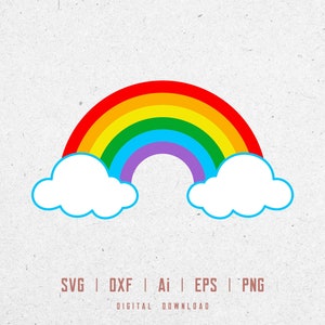 Arco iris svg, Arco iris Clipart svg, Nube svg, Nubes svg, Arco iris con nubes, Arco iris simple svg, Svg Dxf Eps Ai Png Silueta Cricut