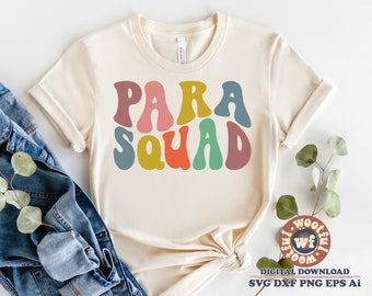 Para Squad svg, Paraprofessional svg, Para Teacher svg, Back to School svg, Wavy Letters svg, Para svg, Svg Dxf Eps Ai Png Silhouette Cricut