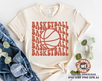 Basketball svg, Basketball Fan svg, Basketball Vibes svg, Basketball Mom svg, Boho, Wavy Letters svg, Svg Dxf Eps Ai Png Silhouette Cricut