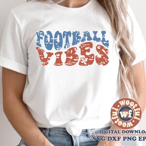 Football Vibes svg, Grunge svg, Football Fan svg, Football Mom svg, Distressed svg, Wavy Stacked svg, Svg Dxf Eps Ai Png Silhouette Cricut