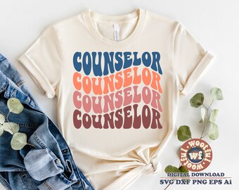 Consulente in formato SVG, Consulente scolastico in formato SVG, Insegnamento in formato SVG, Ritorno a scuola in formato SVG, Lettere ondulate in formato SVG, Boho in formato SVG, Svg Dxf Eps Ai Png Silhouette Cricut
