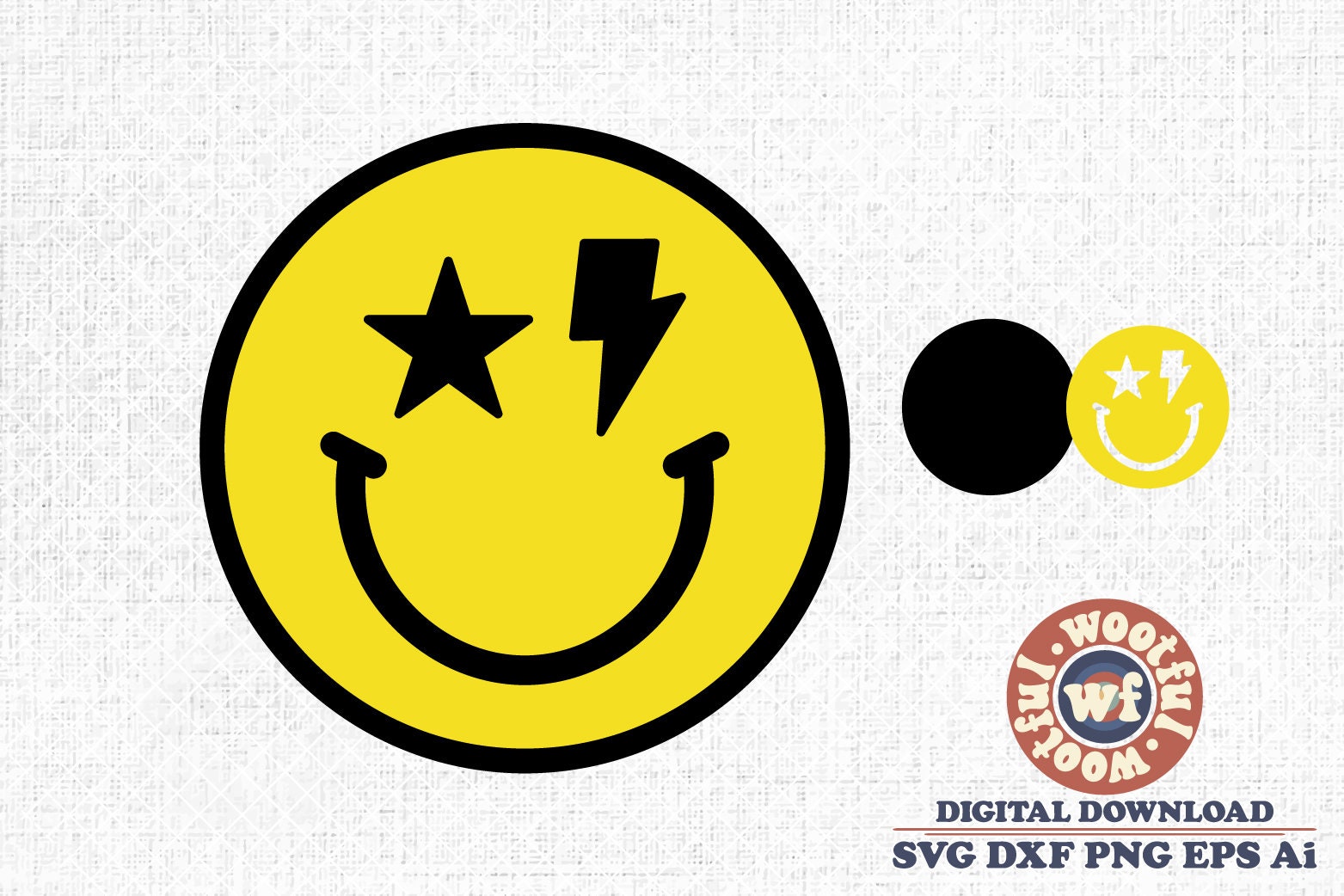 Star & Lightning Bolt Smiley Face svg Positive svg Smiley | Etsy