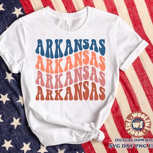 Arkansas svg, staat Arkansas svg, VS svg, patriottische svg, Amerika svg, Boho svg, golvende letters svg, Svg Dxf Eps Ai Png silhouet Cricut