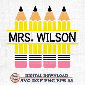 Bleistift Namen Rahmen svg, Bleistift Clipart svg, Back to School svg, Schulsvg, Lehrer svg, Erzieher svg, Svg Dxf Eps Ai Png Silhouette Cricut