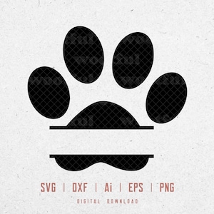Odcisk łapy svg, Ramka z imieniem łapy svg, Łapa kota svg, Łapa psa svg, Sylwetka łapy svg, Ramka monogramu svg, Svg Dxf Eps Ai Png Sylwetka Cricut