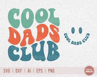 Cool Dads Club svg, Papá svg, Papa svg, Cita de papá, Letras onduladas svg, Padre svg, Día del Padre svg, Svg Dxf Eps Ai Png Silueta Cricut