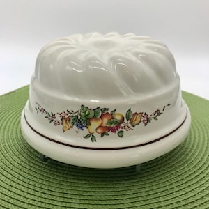 Vintage Ceramic Dessert Mold with Leather Hook for Display