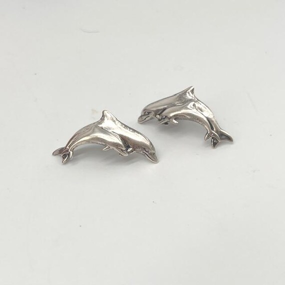 Silver Dolphin Stud Earrings - image 6