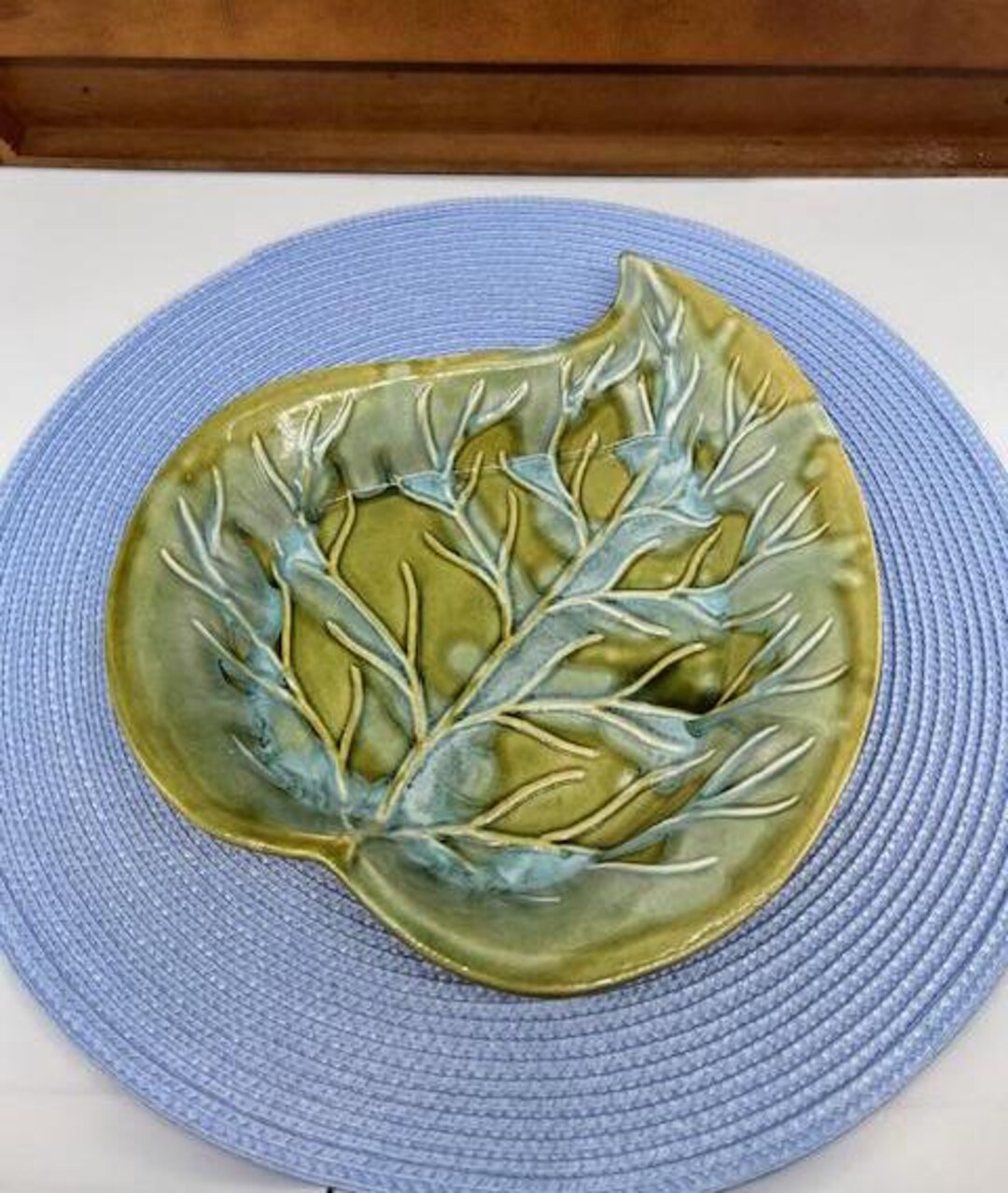 Vintage Blue & Green Glazed Ceramic Dish Designed by Nonamax of