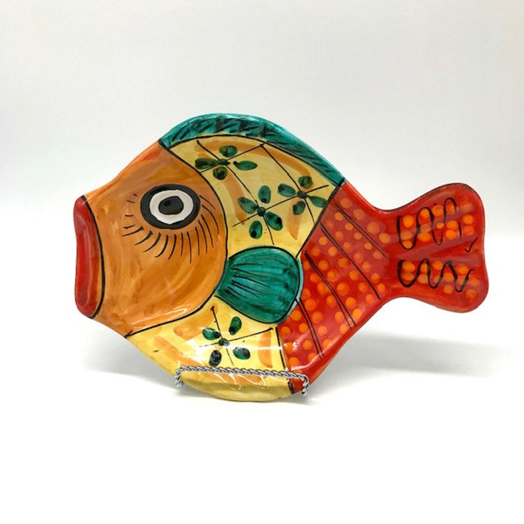 Fun Vintage Glazed Ceramic Fish Wall Hanging Dish Made in Etsy