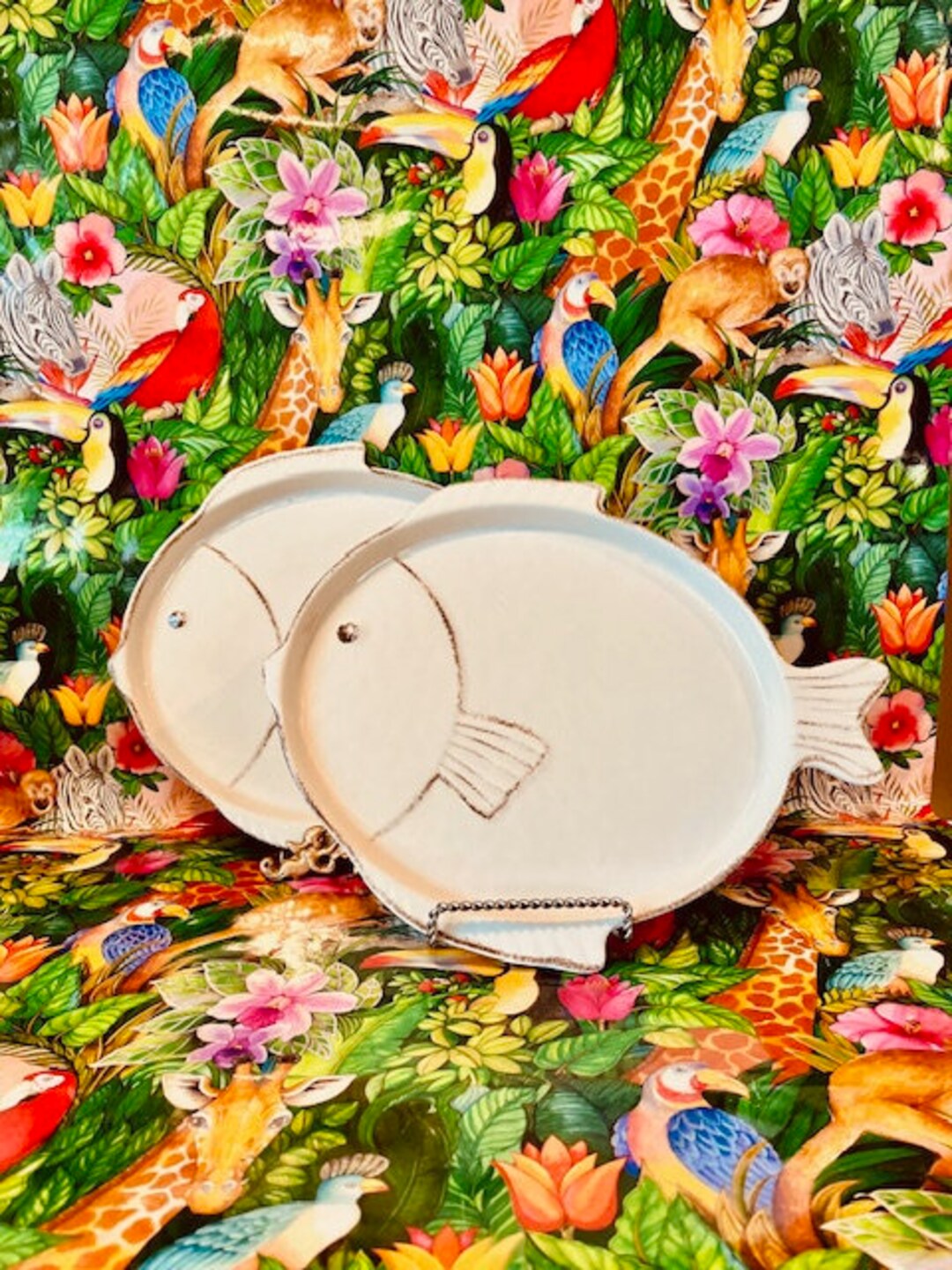 Delightful Large Plastic Fish Plates Set of 2 Etsy