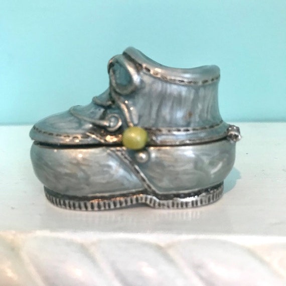 Monet Enamel Baby Shoe Trinket Box - image 6