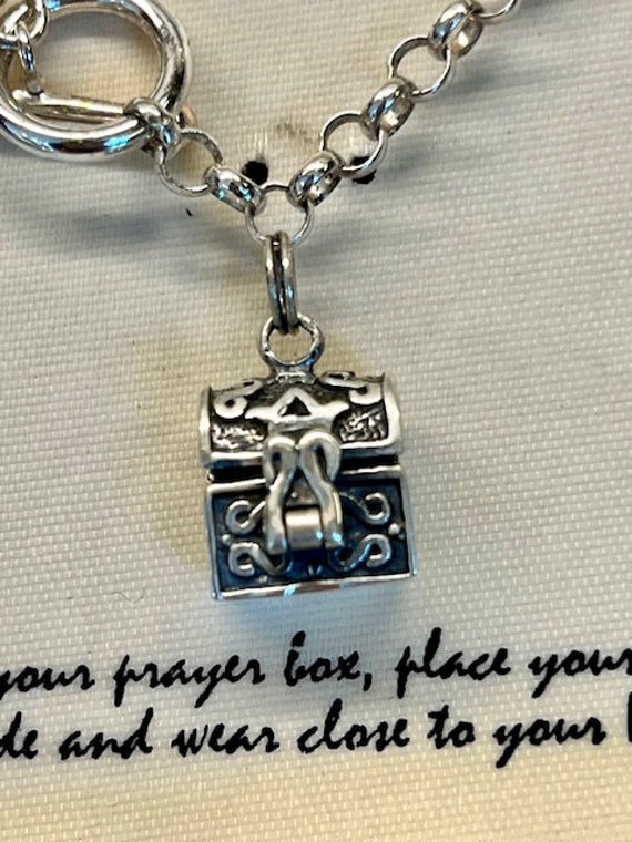 Vintage Sterling Silver Prayer Box Charm Bracelet… - image 5