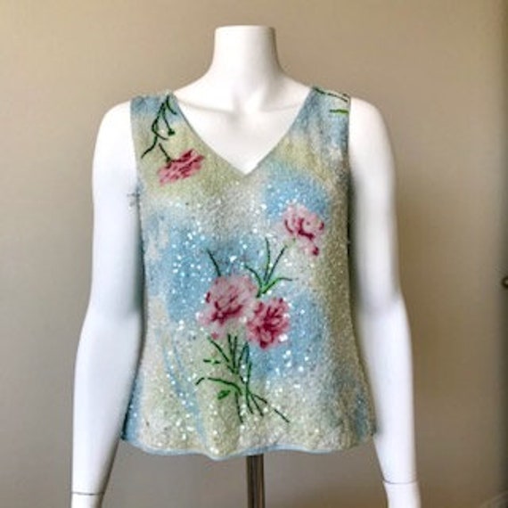 Vintage 1950's Sequined Lined Sleeveless Top - image 1