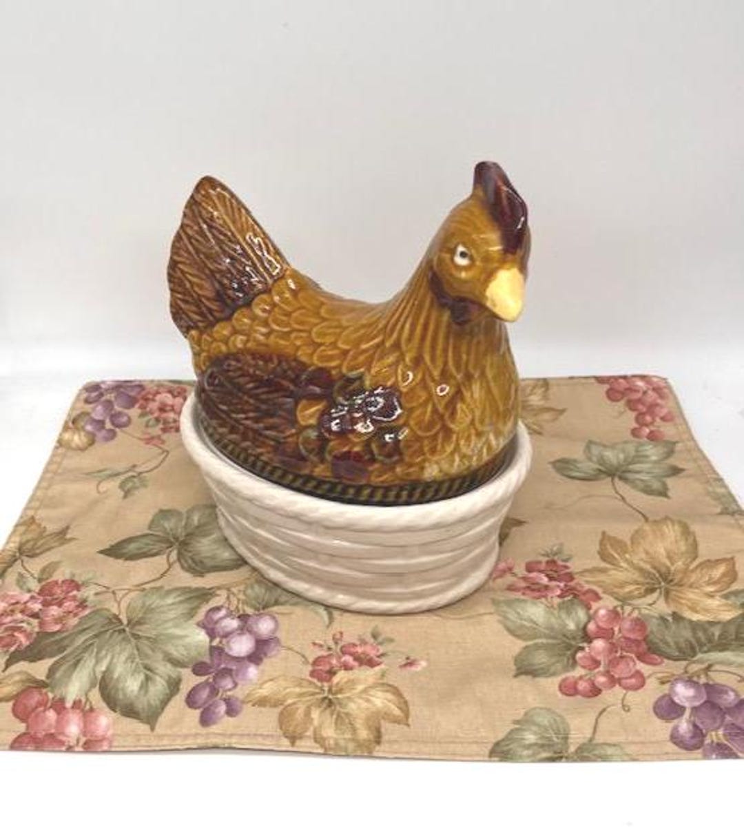 Vintage Olfaire Portugese Ceramic Hen Ceramic Casserole Serving Dish ...