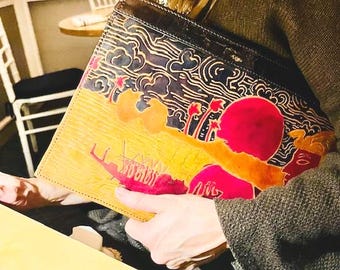 Leather Clutch Purse Leather   Rare Find