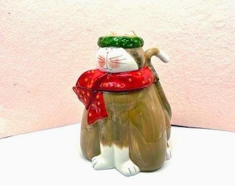 Large Oneida Glazed Ceramic Cuddly Kitty Cookie Jar - Etsy