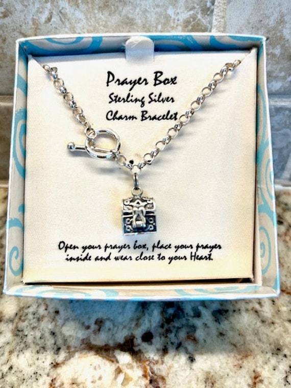 Vintage Sterling Silver Prayer Box Charm Bracelet… - image 4