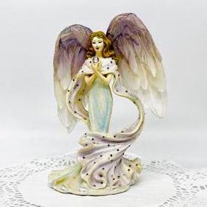 Angels of Healing Angel Figurine With Crystal and Real Feathers Number 7878F