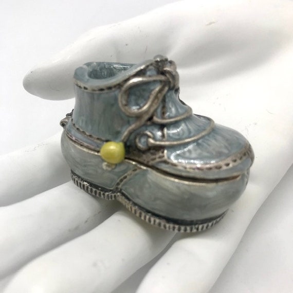 Monet Enamel Baby Shoe Trinket Box - image 1