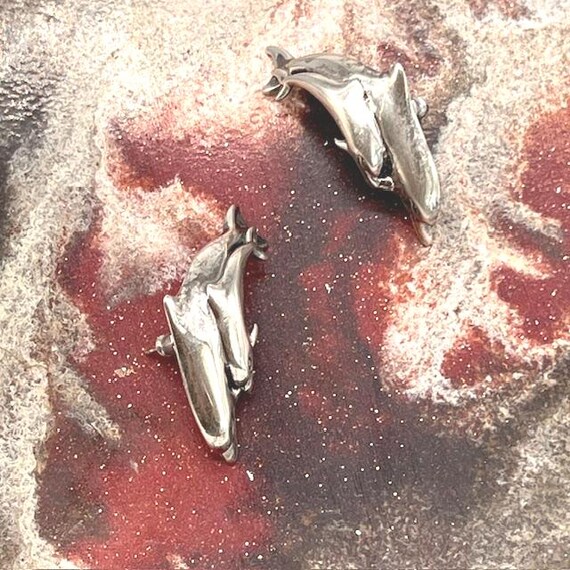 Silver Dolphin Stud Earrings - image 5