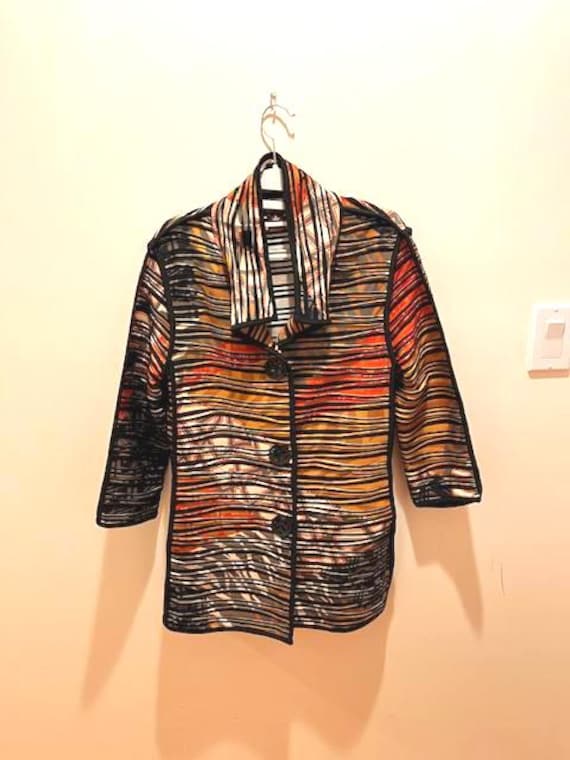 MULTIPLES Button Front Artsy Tunic Style Jacket w… - image 1