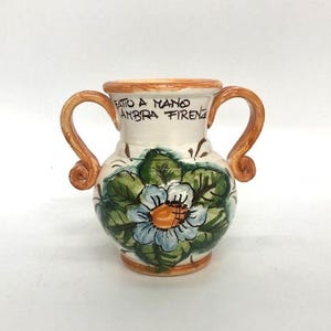 Vintage Hand Made &quot;Fatto A Mano&quot; Ambra Firenze Handled Vessel