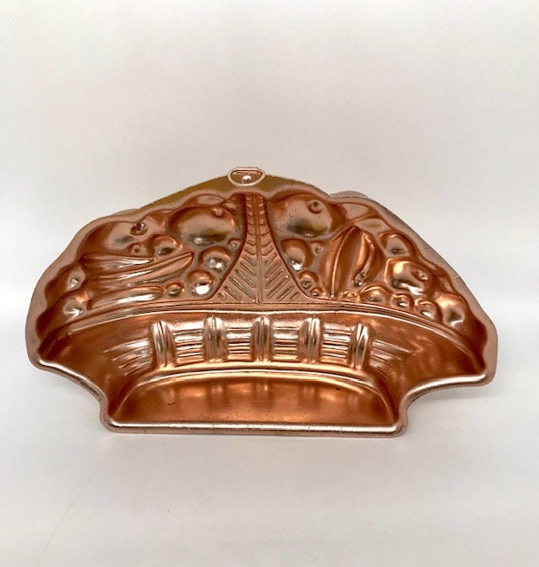 Vintage Copper Fruit Basket Wall Mold Etsy