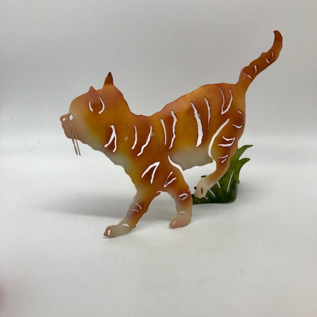 Cute Metal Ginger Cat Figurine Etsy