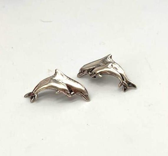 Silver Dolphin Stud Earrings - image 1