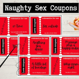 Cupones de sexo travieso / Cupones sexys / Libro de cupones traviesos / San Valentín travieso / Cupones pervertidos / Cupones de amor imprimibles / Clasificación X