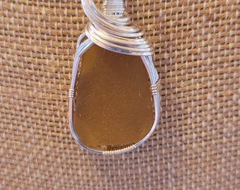 Honey Amber Sea Glass Pendant