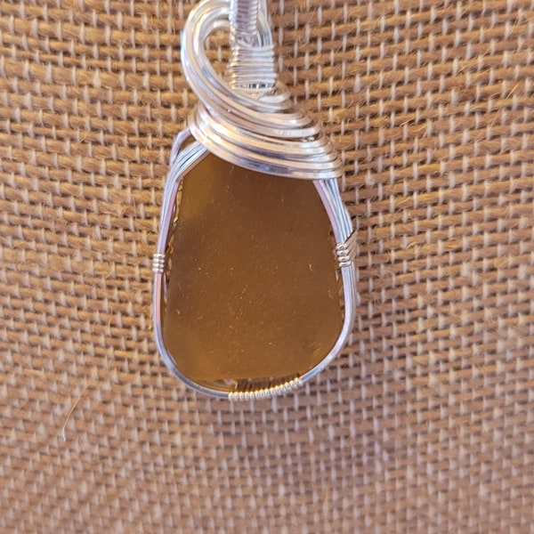 Honey Amber Sea Glass Pendant