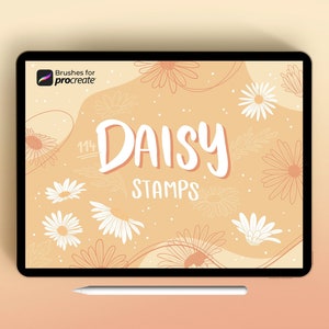 110+ Procreate daisy stamps | floral brush stamps | daisies tattoo brushes | flower procreate | wildflower | fine line, commercial use brush