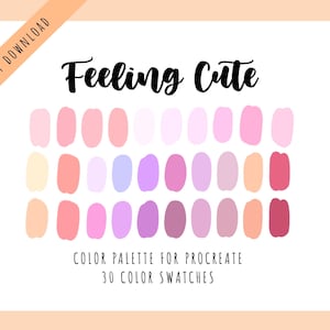 Procreate Color Swatches | Feeling Cute Pink Pastel Color Palette for Procreate | Purple and Rose Procreate swatches | iPad illustration