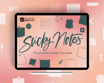 Procreate Sticky Notes Stamp Brush Set | 150+ Digital Planner and Journaling Stamps