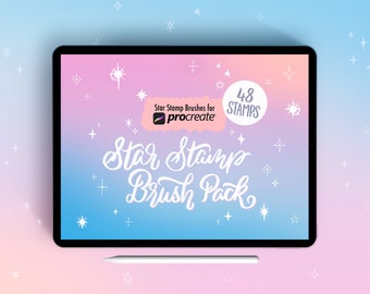 45+ Procreate star stamp brush set | hand drawn star brush bundle | magical spark stamp template | stars and sparkles iPad tattoo stencil