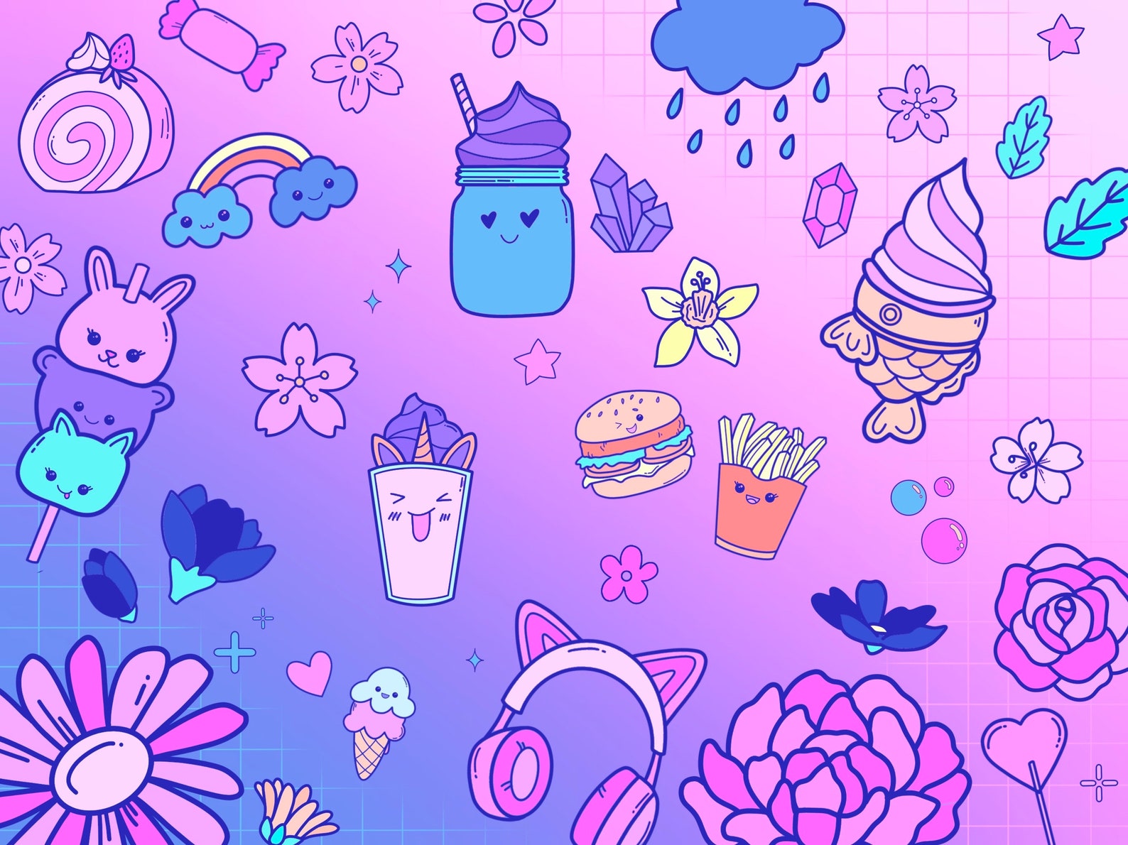 220 Procreate Kawaii Stamp Brushes Cute Doodle Stamps Etsy