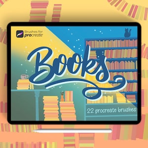 20+ Procreate books brushes | bookshelf brush stamps for procreate