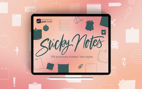 150 Procreate Sticky Notes Stamp Brushes Digital Planner Etsy