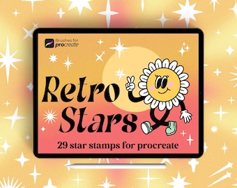 25+ Procreate Retro Stern Stempel: 70er 80er 90er Jahre Tattoo Pinsel