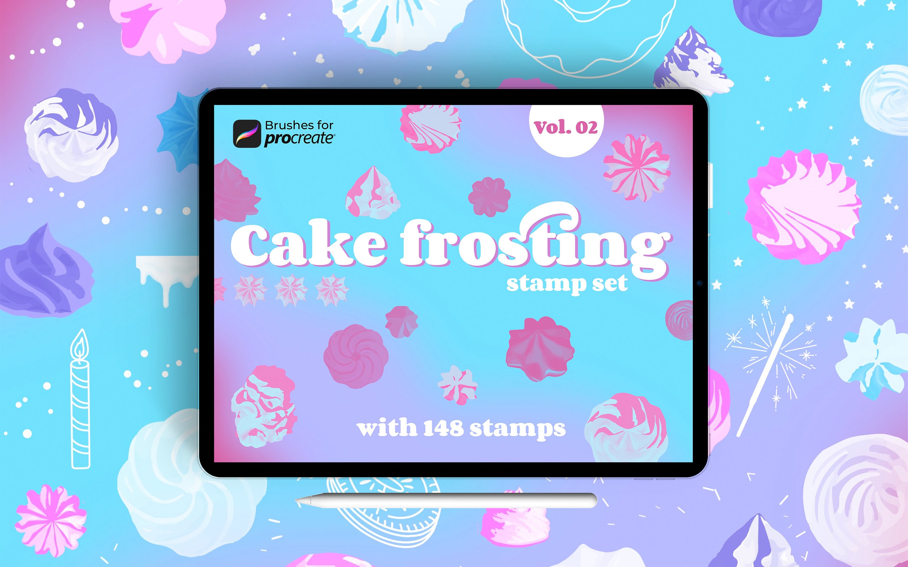 140 Procreate Cake Frosting Stamp Brushes Cake Decoration Etsy