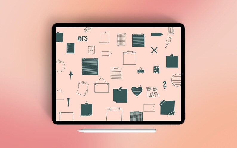 150 Procreate Sticky Notes Stamp Brushes Digital Planner Stamps