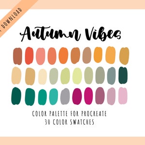 Herbst Vibes Procreate Farbswatches | Gemütliche Herbst farbpalette für Procreate | Warme Rote und Orange Procreate Swatches | iPad Illustration