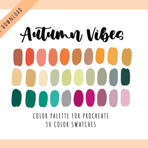 Autumn Vibes Procreate Color Swatches | Cozy Fall Color Palette for Procreate | Warm Red and Orange Procreate swatches | iPad illustration