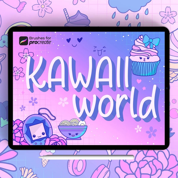 220+ Procreate kawaii stamp brushes | cute doodle stamps | Kawaii creator brush pack | sticker design brush bundle