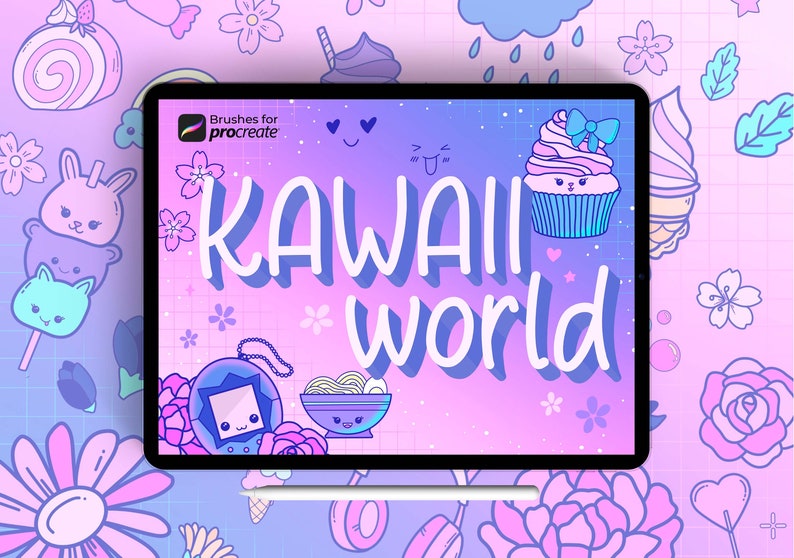 220 Procreate Kawaii Stamp Brushes Cute Doodle Stamps Etsy