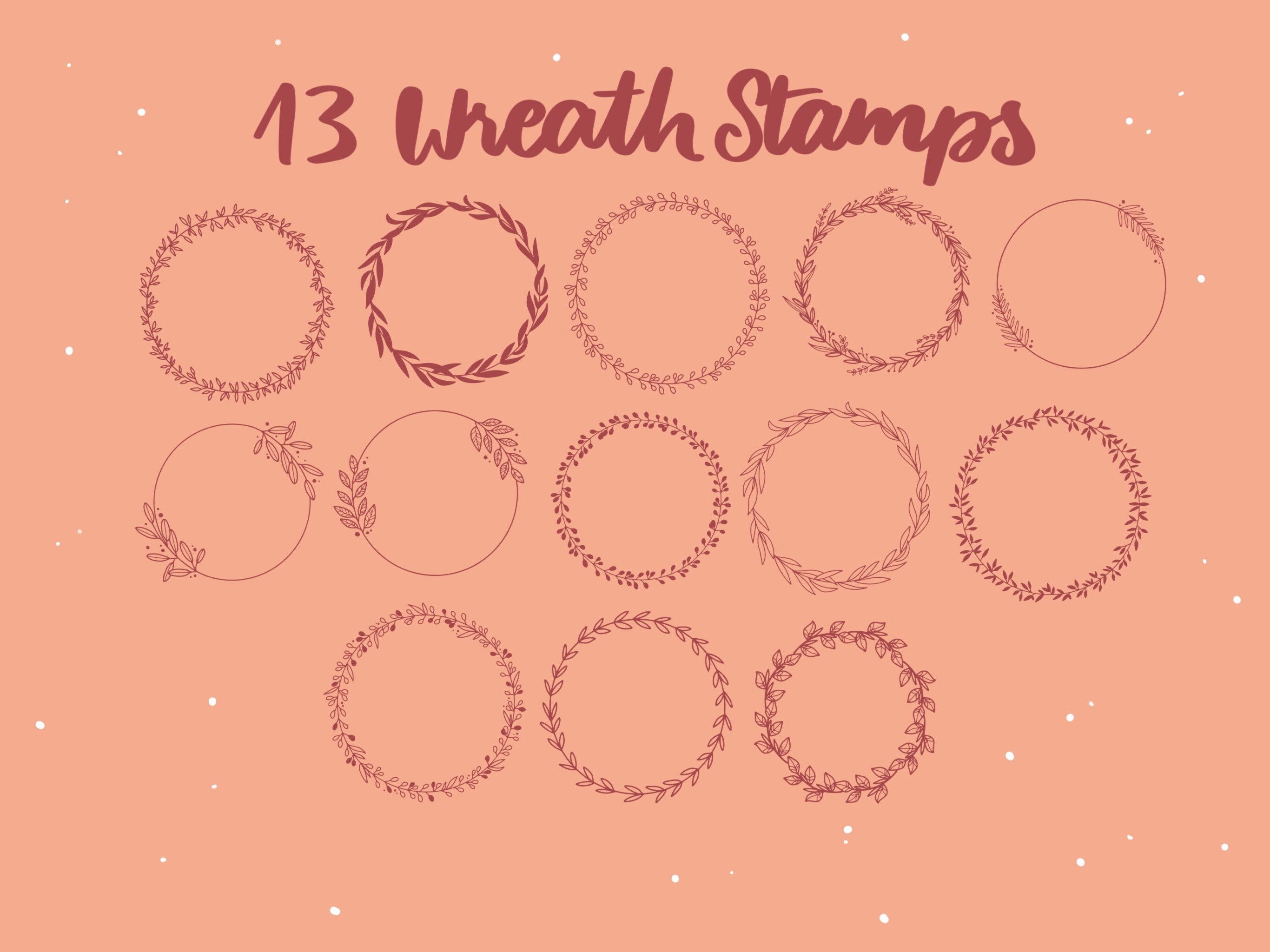 60 Procreate Wreath and Branches Brushes Procreate Leaf Stamps Wedding ...