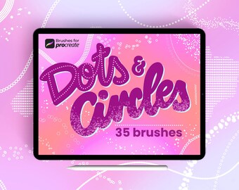 30+ Procreate Circle and Dot Brushes: Stippling, Halftone and Border Brush Set